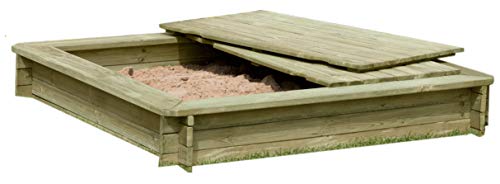 Gartenpirat Sandkasten 180 x 180 cm aus Holz 30 mm imprägniert mit Deckel