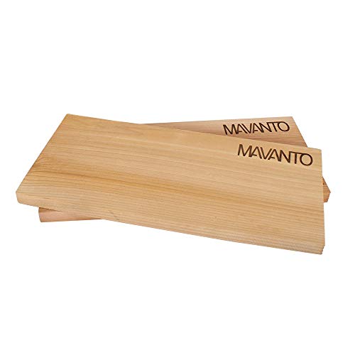 Mavanto XXL Grillbretter Räucherbretter - Kanadisches Zedernholzbrett zum Grillen - EXTRA DICK (30x14x1,5cm) langlebig & wiederverwendbar