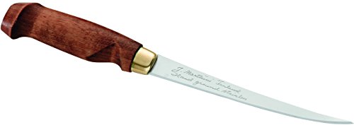 Marttiini 901315 Finnisches Filetiermesser, Klinge 15.5 cm, Birkenholz Griff,, Lederscheide
