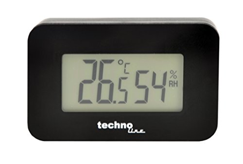 Technoline Thermometer WS 7009 - Auto-Thermometer mit Hintergrundbeleuchtung für den Innenraum, schwarz, Temperaturanzeige, Luftfeuchteanzeige