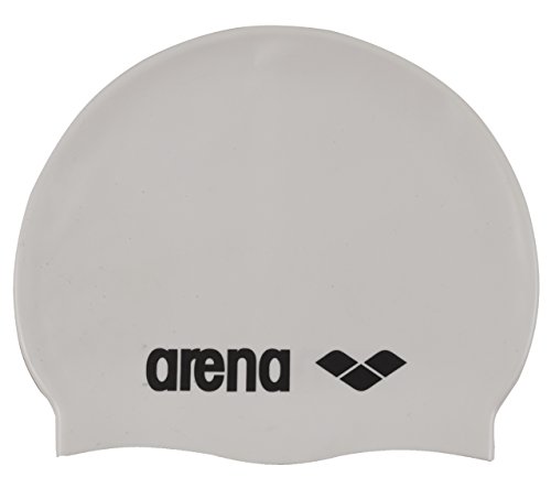 arena Unisex Badekappe Classic Silikon (Verstärkter Rand, Weniger Verrutschen der Kappe, Weich), White-Black (15), One Size