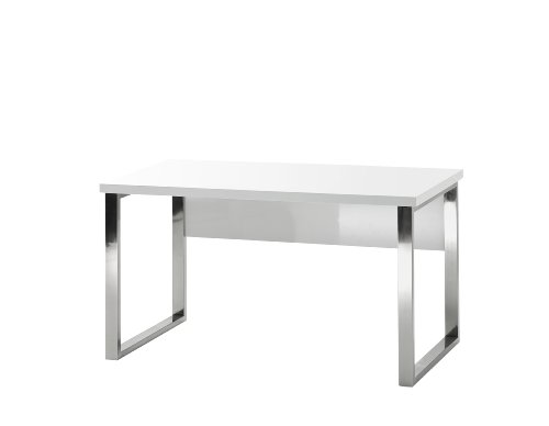 Robas Lund, Schreibtisch, Computertisch, Sydney III, Hochglanz/weiß/verchromt, 140 x 70 x 76 cm,  40121CW2