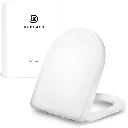 Dombach Senzano Toilettendeckel weiß D-Form • der innovative Premium WC-Sitz mit Absenkautomatik/Softclose - abnehmbar - Toilettensitz antibakteriell aus Duroplast - Klobrille