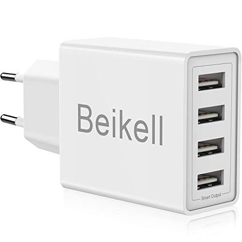 Beikell USB Ladegerät, 4-Ports High-Speed Ladeadapter USB Netzteile mit Smart Device-Adaptive Technologie 5A/25W für iPhone, iPad, Samsung Galaxy, Bluetooth Kopfhörer usw.