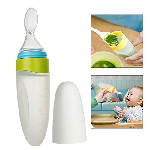 Itian Baby Silikon Squeeze Löffel,Baby Fütterungs Flasche Nahrungsmittelabgabe für Säugling Neugeborenen