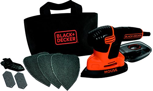 Black+Decker Dreieckschleifer Mouse KA2000 / Kraftvolle Schleifmaschine mit Staubfangbehälter inkl. Mikrofilter / Für das Abschleifen selbst an schwer zugänglichen Stellen / 1 x Schleifer 120 W