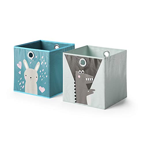 Vicco 2er Set Faltbox 30x30 cm Kinder Faltkiste Aufbewahrungsbox Regalkorb (Hase + Bär/Krokodil + Schaf)