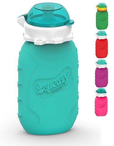 Squeasy Snacker - Aqua- Wiederverwendbares Quetschie aus Silikon, Quetschbeutel zum selbst befüllen, BPA, PVC und Phthalat-frei