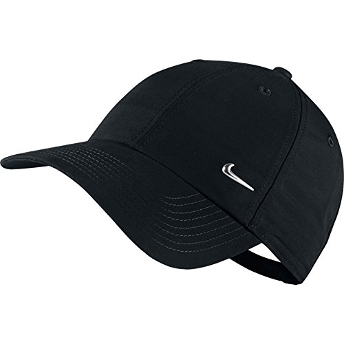 Nike Cap Metal Swoosh Logo, Schwarz/Metallic Silver, One Size, 340225