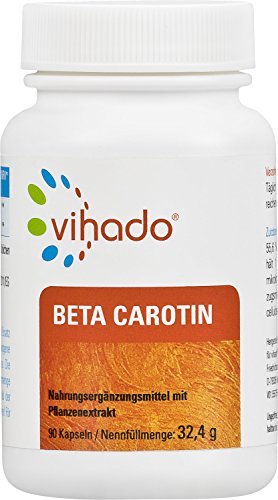 Vihado Beta Carotin Kapseln hochdosiert, Beta-Carotin Tabletten vegan, 90 Kapseln, 1er Pack (1 x 32,4 g)