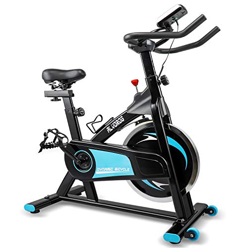 alvorog Indoor Fitness Fahrrad Heimtrainer Cycle Indoorcycling Bike mit LCD Monitor, Fahrradtrainer, Cardio-Bike mit flüsterleisem Riemenantrieb, bis 150 kg