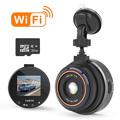 THIEYE WiFi Dashcam 1080P Full HD AutoKamera Video Recorde mit 32G SD Kart für Fahrzeuge mit 170 ° WDR Bewegungserkennung, Parkmonitor, Loop-Aufnahme, Nachtsicht und G-Sensor Safeel Zero+