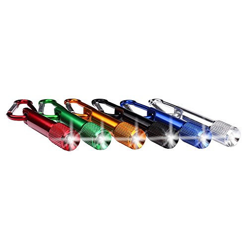 S/O 6er Pack Schlüsselanhänger Taschenlampe 6cm Alu mit Karabiner Mini LED-Taschenlampe Lampe