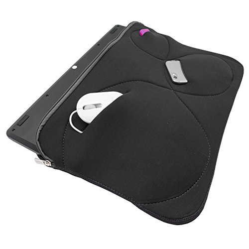 Notebook-Tasche Mappe Hülle Neopren für Macbook Laptop bis 17,3' Schutztasche Cover 3 Zubehörfächer (Schwarz)