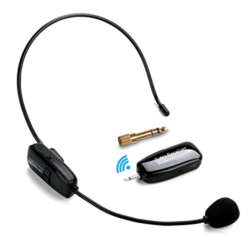 2.4G Kabelloses Mikrofon, Jelly Comb Drahtlose Übertragung Microphone Speaker Kopfbügel 2 in 1 Wireless Wiederaufladbar Mikrofon für Sprachverstärker, Computer, Lautsprecher