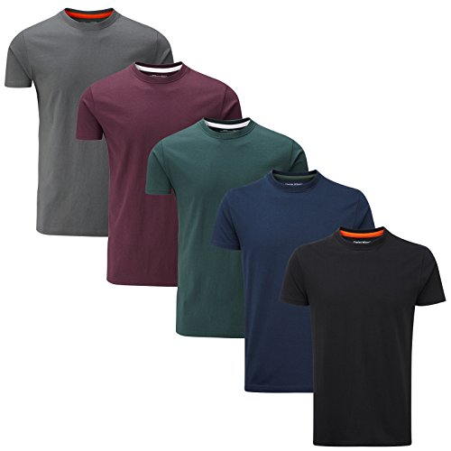 Charles Wilson 5er Packung Einfarbige T-Shirts mit Rundhalsausschnitt (Large, Dark Essentials Type 41)