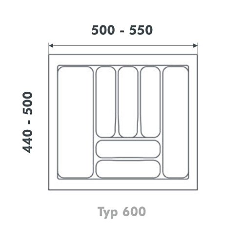 Besteckeinsatz UNIVERSAL60 mit 8-Facheinteilung (B 500-540 x T 440-490 mm) / Besteckkasten / Besteckeinsätze