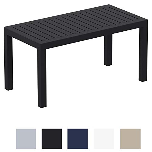 CLP Lounge Tisch Ocean I Wetterfester Gartentisch aus UV-beständigem Kunststoff I wetterfest und UV-beständig I robuster Gartentisch Schwarz