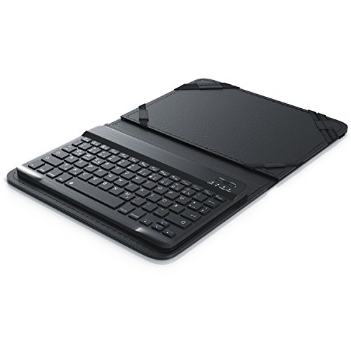 CSL - Bluetooth Slim Tastatur für Tablets 9-10“ für Apple iPad 2 / 3 / 4 uvm. ) inkl. Kunstledercase / Wireless Keyboard im Slim Design | QWERTZ (Deutsch) | FN-Funktionstasten | für Tablets 9-10“ (22,86-25,4cm)