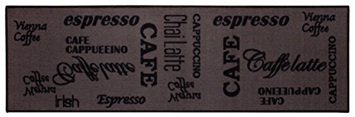 andiamo 282475 Küchenläufer 'Espresso' / Waschbarer brauner Kurzflor Läufer aus 100% Polyamid / 1 x Teppich (57 x 120 cm)