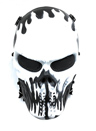 CS Schutzmaske Halloween Airsoft Paintball Full Face Skull Skeleton Maske (Schwarz/Weiß)