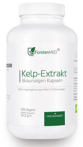 FürstenMED Kelp Extrakt aus Algen - Natürliche Braunalgen Jod Quelle - 250 Vegane Hochdosierte Kapseln aus Deutschland ohne Zusatzstoffe