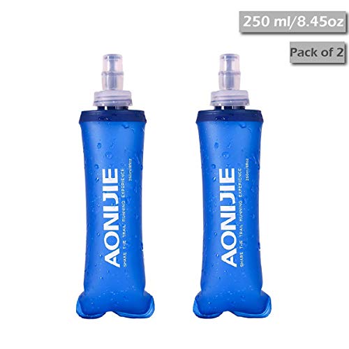 TRIWONDER TPU Soft Folding Trinkflaschen BPA-Free Collapsible Flask für Trinkrucksack - Ideal zum Laufen Wandern Radfahren Klettern (250 ml / 8.45 oz - Packung mit 2)
