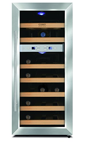 CASO WineDuett 21 Design Weinkühlschrank für bis zu 21 Flaschen (bis zu 310 mm Höhe), zwei Temperaturzonen 7-18°C