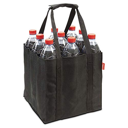 achilles 9er Bottle-Bag, Flaschentasche für 9 x 1,5 Liter Flaschen, Tragetasche mit Trennwände, 27x27x27cm, schwarz