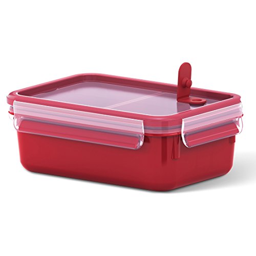 Emsa Mikrowellendose, Lunchbox, Mit Einsätzen, 1,0 Liter, Rot/Transparent, Clip und Micro, 517774
