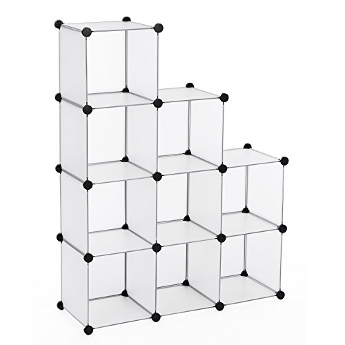 Songmics Regalsystem Cube Aufbewahrung Badregale Schuhregal Sideboard Kommode Kleiderschrank Aufbewahrungsbox Weiß 96 x 96 x 31,5 cm LPC115S