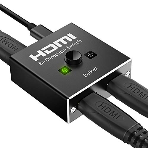 HDMI Switch, Beikell Aluminium Bi-direktion HDMI Switch 2 In 1 Out oder 1 In 2 Out, HDMI Splitter Unterstützt UHD/4K/3D/1080P für Xbox/PS4/TV/Blu-Ray Player/HDTV/DVR Player usw.