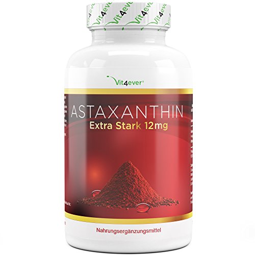 Astaxanthin 12 mg - 150 Softgel Kapseln mit natürlichem Vitamin E & Olivenöl - Starker natürlicher Antioxidant - Hochdosiert - Hohe Bioverfügbarkeit - Premium Qualität - Vit4ever
