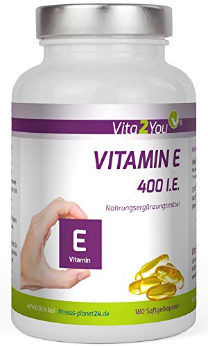 Vitamin E 400 IE - 180 Softgel Kapseln - 268mg Vitamin E - Hochdosiert - Premium Qualität