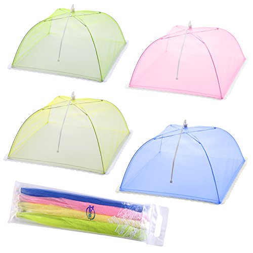 Mesh-Screen Essen Cover Zelte - Set von 4 Umbrella Screens, um Bugs und Fliegen weg von Essen bei Picknicks, BBQ & mehr - 4 Farben (Pink, grün, blau, gelb)