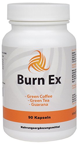 Burn Ex, Grüner Kaffee Extrakt, 90 Kapseln in Premiumqualität, 1800 mg grüne Kaffeebohnen + Grüner Tee + Guarana, 100% natürlich, 1er Pack (1x 79g)