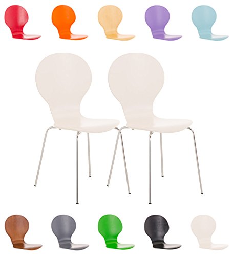 CLP 2x Stapel-Stuhl DIEGO, Holzsitz, ergonomisch geformt, Sitzfläche, robust, pflegeleicht, bis zu 12 Farben wählbar Weiß