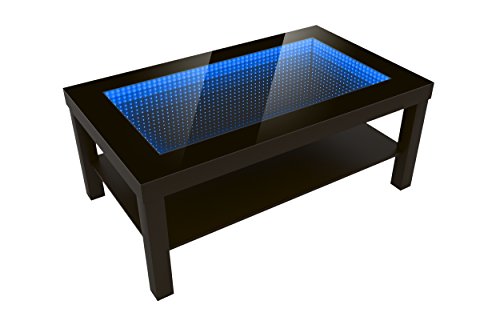Modern Couchtisch Glastisch Beistelltisch Tiefeneffekt Tisch LED 3D (90x55, wenge)