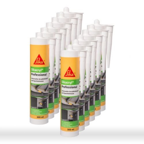 Sika Corporation 528149 Sikacryl Pofessional Acryl-Dichtstoff Fugendichter, Weiss, 12x 300ml