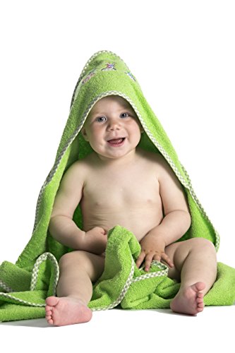 ZOLLNER Kapuzenhandtuch / Kapuzenbadetuch / Kapuzentuch für Babys aus 100% Baumwolle, 100x100 cm, apfelgrün, in weiteren Farben erhältlich, vom Hotelwäschespezialisten, Serie 'Capo'