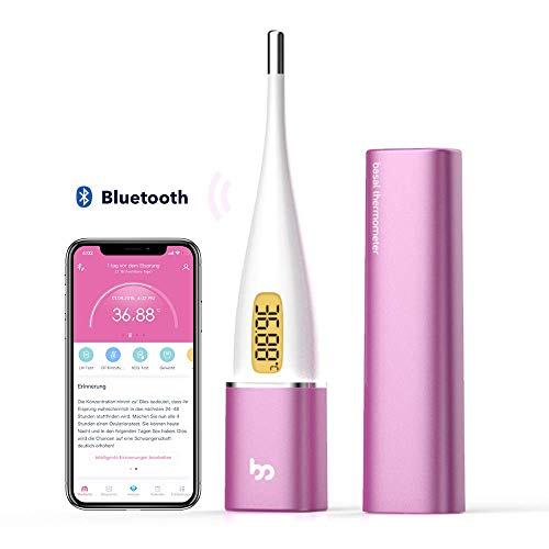 Femometer Vinca Ⅱ-Basalthermometer Bluetooth zur zykluskontrolle, mit Intelligentes APP (iOS & Android) für Eisprung & Zykluskontrolle, Digital beleuchtet Fruchtbarkeitsthermometer für NFP