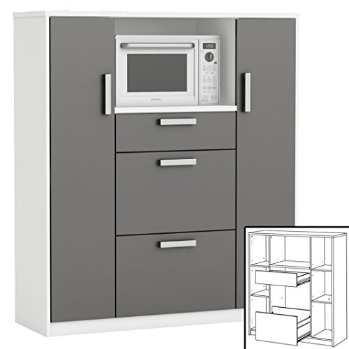 moderner Küchenschrank #8540 weiß grau Miniküche Küchenzeile Küchenregal Schrank