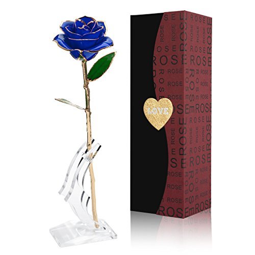 Gomyhom Rose, 24k Gold Rose Handgefertigt Konservierte Rose - mit Geschenkbox für Frau Freundin/Muttertag/Geburtstag/Hochzeitstag/Jahrestag Künstliche Rose