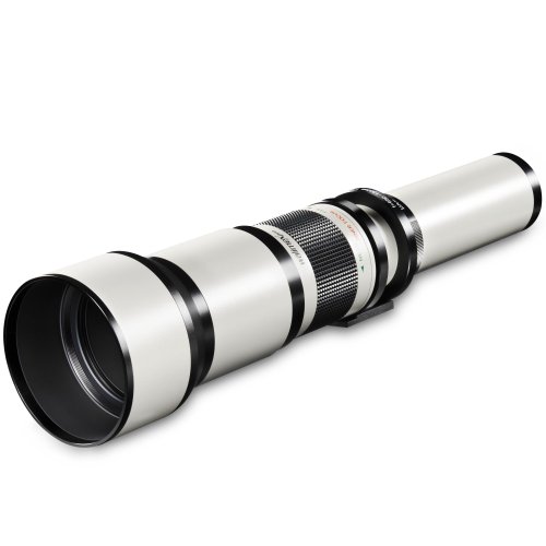 Walimex Pro 650-1300mm 1:8-16 DSLR-Teleobjektiv für Canon EF Objektivbajonett weiß (manueller Fokus, für Vollformat Sensor gerechnet, Filterdurchmesser 95mm, mit ausziehbarer Gegenlichtblende)