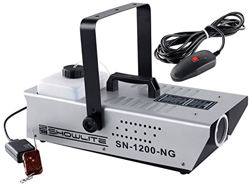 Showlite SN-1200 Nebelmaschine (1200W, 500m³ Nebelausstoß/min, 7 Min. Aufwärmzeit) inkl. Funk Fernbedienung