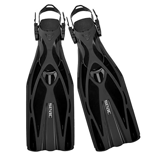 Seac Unisex - Erwachsene F1 Ultra Light Underwater Fins, only 730 Grams for High Performance in Diving, Adjustable Strap, schwarz, L/XL