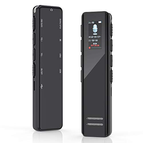 Digitales Diktiergerät,Aerb Digitaler Voice Recorder 16G mit MP3 Farbdisplay USB wiederaufladbarer A-B Wiederholfunktion für Meetings,Vorträge,Interviews,Unterricht