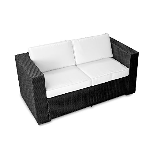 XINRO (2er) Polyrattan Lounge Sofa - Gartenmöbel Couch Bank Rattan - durch andere Polyrattan Lounge Gartenmöbel Elemente erweiterbar - In/Outdoor - handgeflochten - braun
