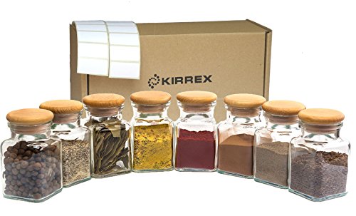 Kirrex Gewürzgläser mit Holzdeckel, 150 ml (8 Gläser)