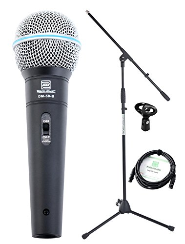 Pronomic Superstar Mikrofonset (Komplettset, dynamisches Gesangs Mikrofon, Galgenständer, 5m XLR-Kabel, Mikrofonklemme) schwarz